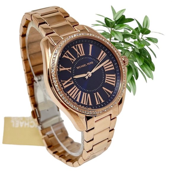 NWT MICHAEL KORS Kacie Rose-Gold Tone Navy Dial Crystals MK6930 Watch main image 10